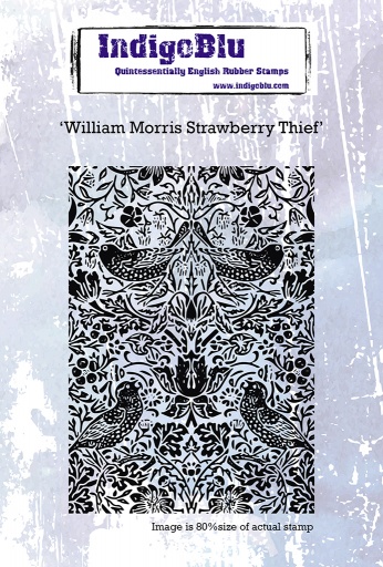 William Morris Strawberry Thief A6 Red Rubber Stamp